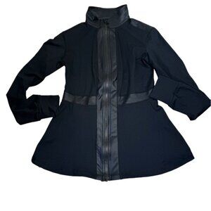 Tonic Active NEW Peplum Skater Full Zip Jacket Stretch Fabric Block Top Fitted S